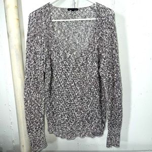 American Eagle Women’s V-Neck Long Sleeve Open Knit Sweater Gray Size XL